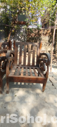 পুরাতন সেগুন কাঠের সোফা ‍সিঙ্গেল ২ পিস